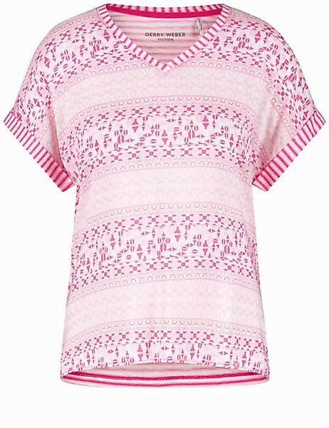 GERRY WEBER Kurzarmshirt Gemustertes Kurzarmshirt mit Material-Patch günstig online kaufen