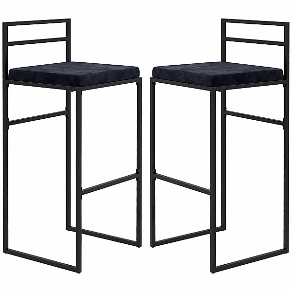 HOMCOM Set aus 2 Barhockern, Barstühle, Höhe 74 cm, Stahlkonstruktion, Samt günstig online kaufen