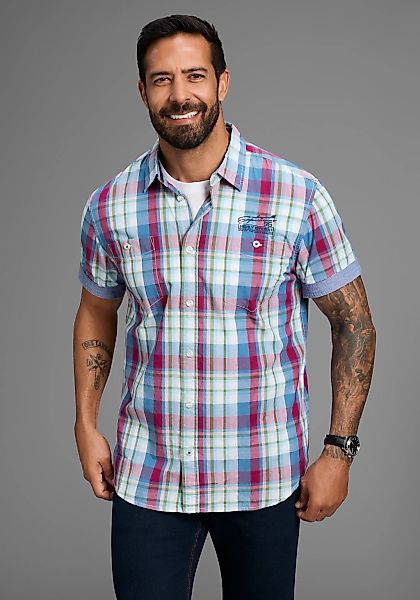Mans World Kurzarmhemd, im Karomuster mit kleiner Bruststickerei günstig online kaufen