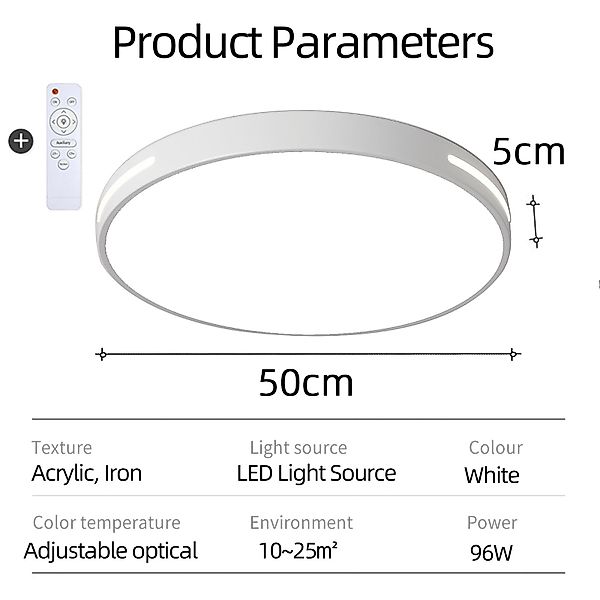 Natsen Deckenleuchte Runde LED Flache Deckenlampe, Dimmfunktion, 96W, Weiß, günstig online kaufen
