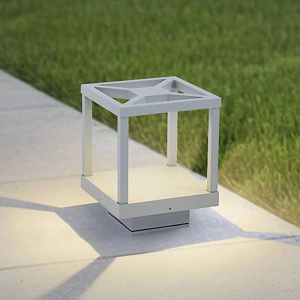 Lucande LED-Sockelleuchte Lealan, grau, Metall, 23 cm, IP54 günstig online kaufen