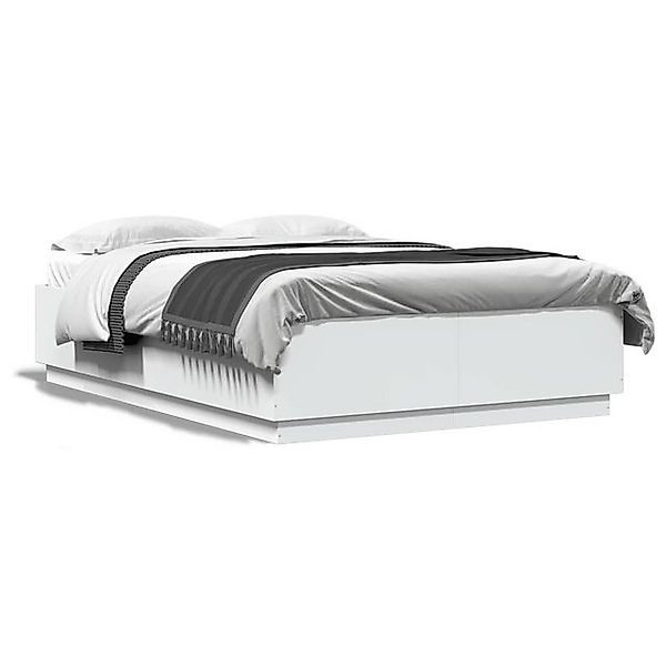 vidaXL Bettgestell Bettgestell mit LED Weiß 140x200 cm Spanplatte Bett Bett günstig online kaufen