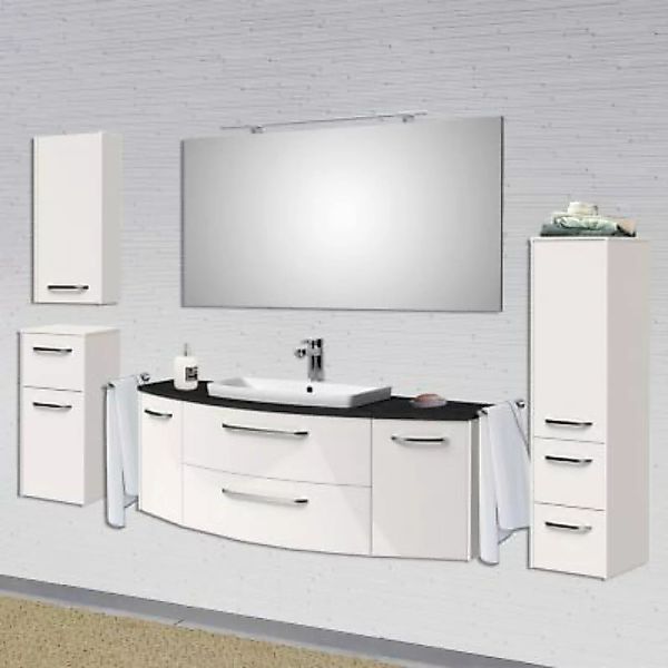 Lomadox Badezimmer Kombination SEVILLA-66 abgerundet in weiß Hochglanz mit günstig online kaufen