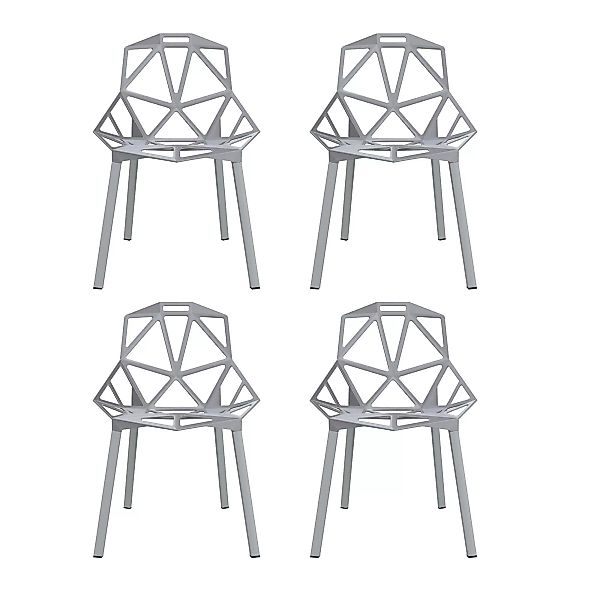 Magis - Chair One Stuhl stapelbar 4er Set - grau/Gestell Profilaluminium la günstig online kaufen
