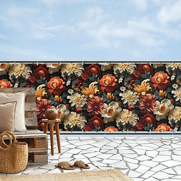 Balkon Sichtschutz Opulentes Muster von Blumen günstig online kaufen