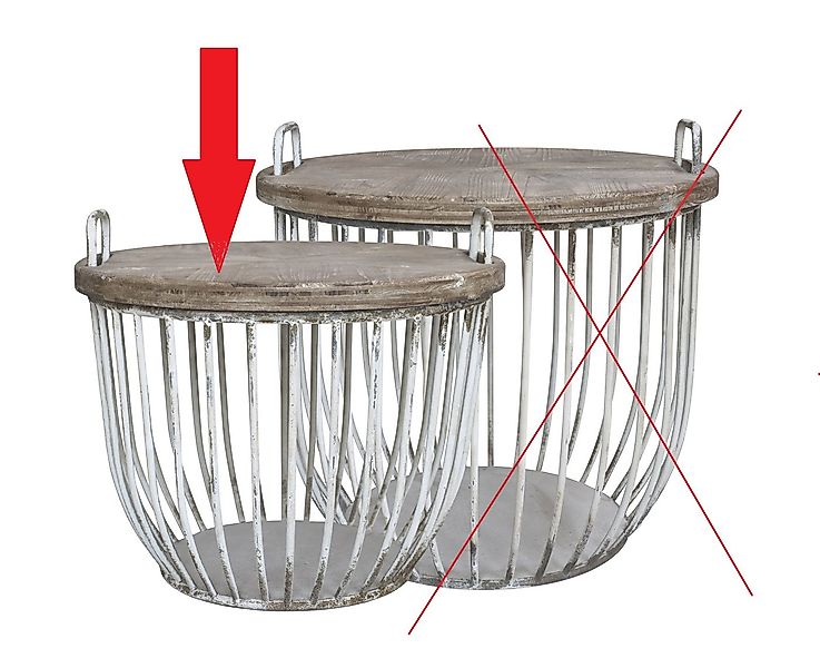 Chic Antique Beistelltisch 1x Beistelltisch Sofatisch Tisch Weiß mit Holzde günstig online kaufen