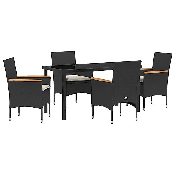 vidaXL Garten Essgruppe mit Kissen 5-Tlg Schwarz Poly Rattan 3379844 günstig online kaufen