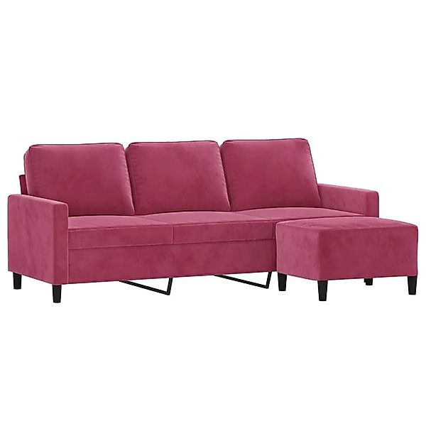 vidaXL 3-Sitzer-Sofa mit Hocker Weinrot 180 cm Samt 3201059 günstig online kaufen