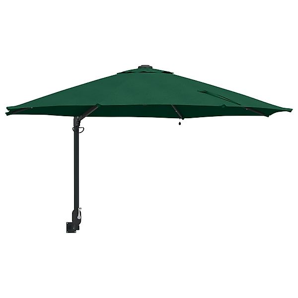 vidaXL Sonnenschirm Wand-Sonnenschirm mit LED-Leuchten Grün günstig online kaufen