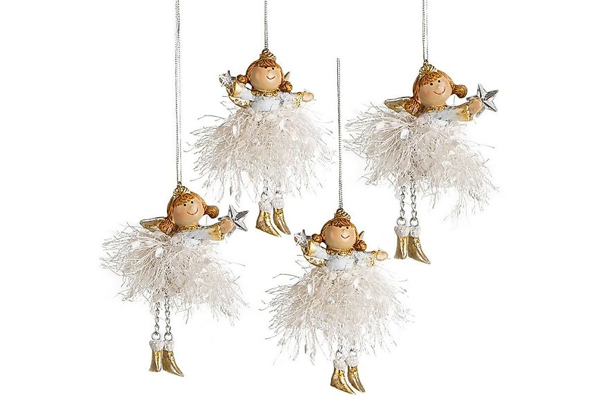Logbuch-Verlag Dekofigur 4 Schutzengel Anhänger mit Stern Gold beige 11 cm günstig online kaufen