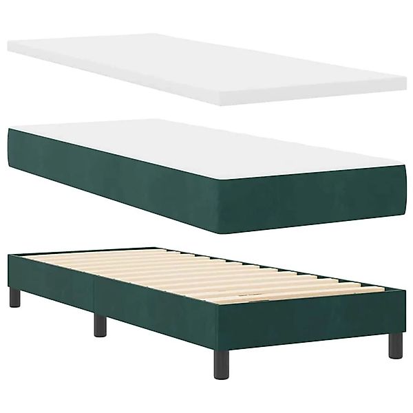 vidaXL Boxspringbett mit Matratze Dunkelgrün 200 x 80 cm Polyester 3341387 günstig online kaufen