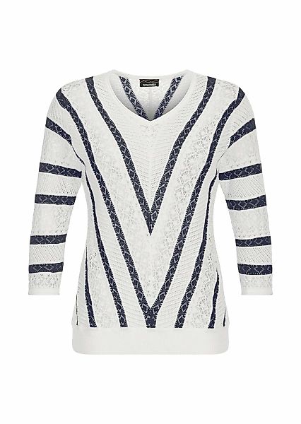 GOLDNER Rundhalspullover "Kurzgröße Ajourpullover mit Streifenmuster" modis günstig online kaufen