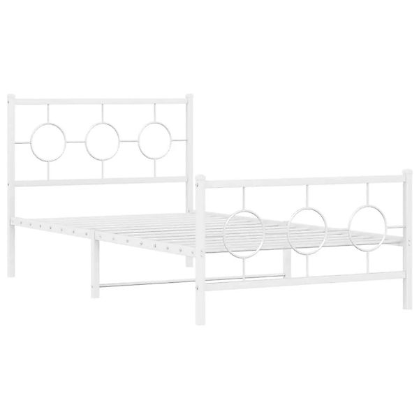 vidaXL Bettgestell mit Kopfteil und Fußteil Metall Weiß 100x200 cm 376288 günstig online kaufen