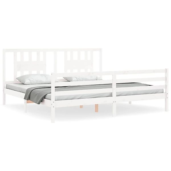 vidaXL Massivholzbett mit Kopfteil Weiß 200x200 cm 3194592 günstig online kaufen