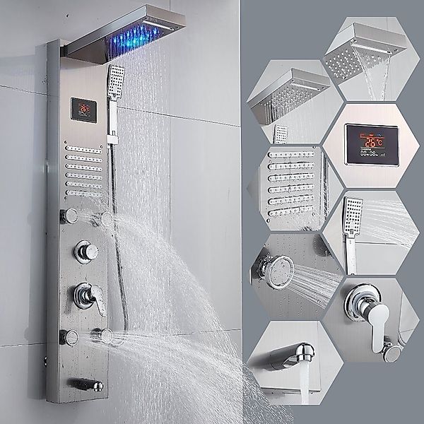 XERSEK Brausegarnitur Duschpaneel Duscharmatur Duschsystem Regendusche günstig online kaufen