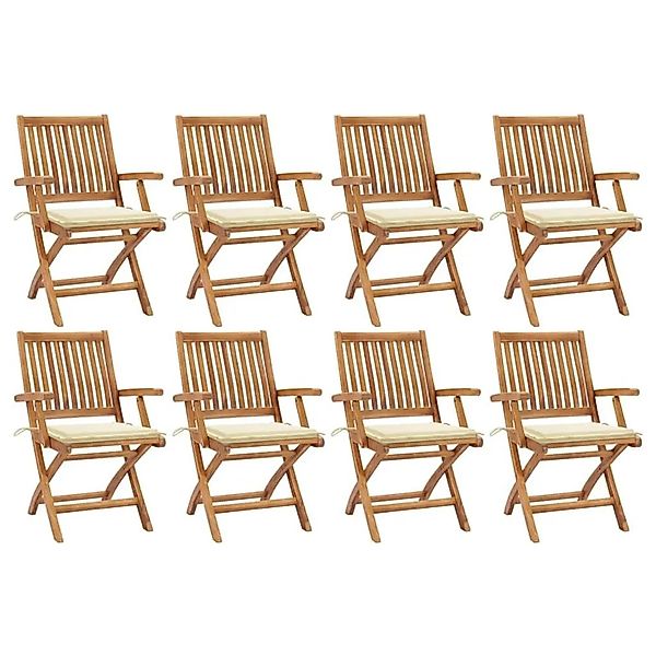 vidaXL Klappbare Gartenstühle mit Kissen 8 Stk Massivholz Teak 3072779 günstig online kaufen