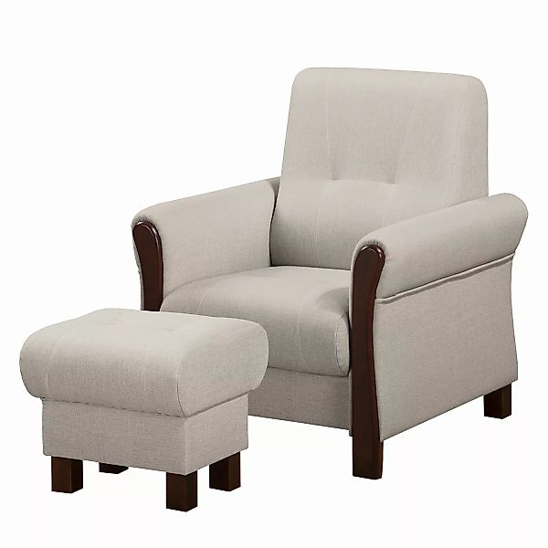home24 Modoform Sessel Outwell Schwedisch Weiß Strukturstoff mit Hocker 80x günstig online kaufen