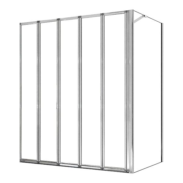 AICA Duschtrennwand 5 Tlg. Faltwand Glas Badewannenaufsatz B.120 x T.60 x H günstig online kaufen