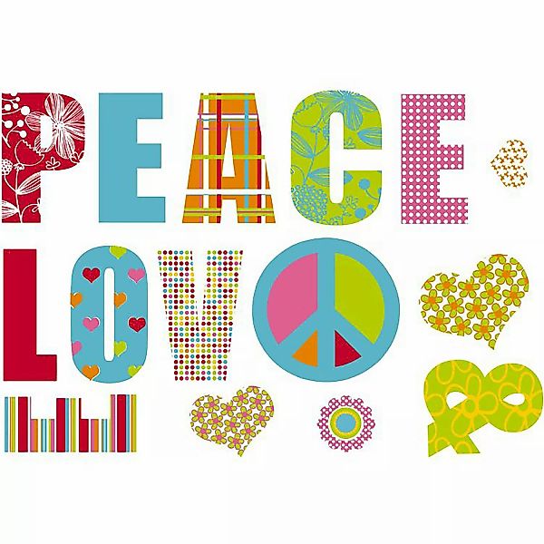 Komar Wandtattoo "Love and Peace - Größe 100 x 70 cm", (15 St.), selbstkleb günstig online kaufen