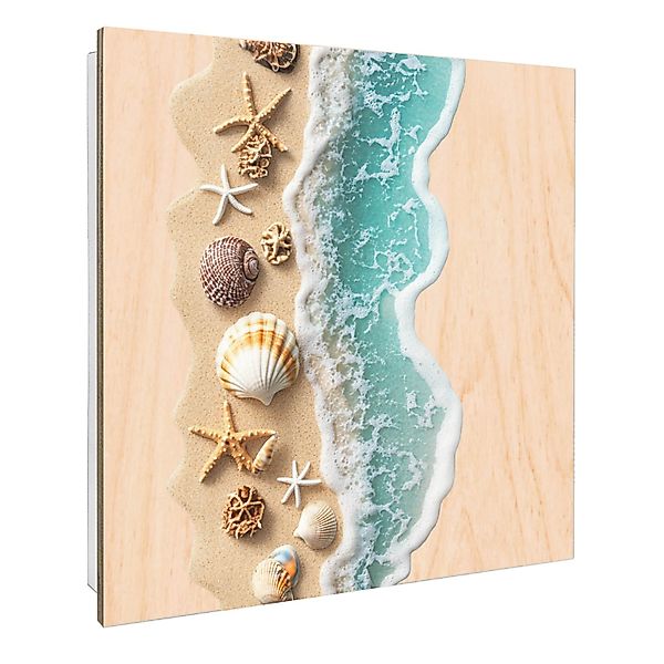 Banjado Schlüsselkasten mit Holzfront 30x30cm Weiß Scharnier Links 50 Haken günstig online kaufen
