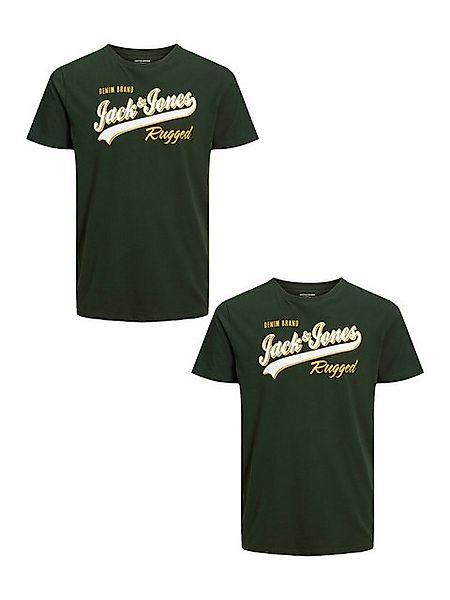 Jack & Jones T-Shirt 2-er Set Logo Kurzarm Übergröße JJELOGO (2-tlg) JJELOG günstig online kaufen