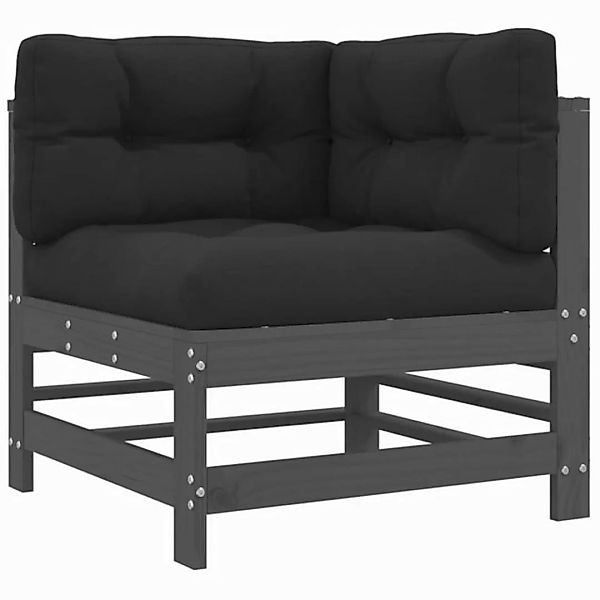 vidaXL Sofaelement Ecksofa mit Kissen Grau Massivholz Kiefer (1 St) günstig online kaufen