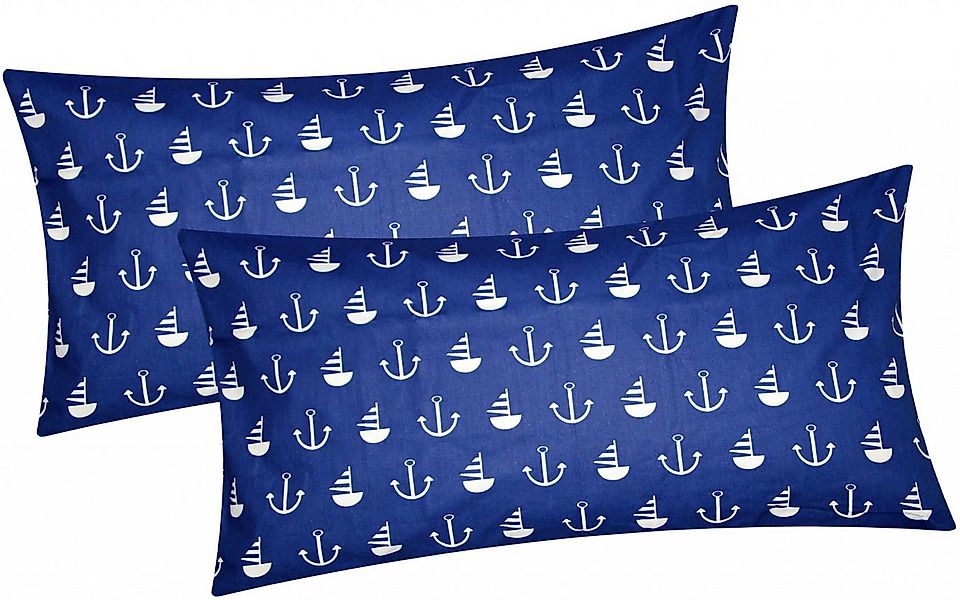Heubergshop Kissenbezug, (2 Stück), 2er Set 40x80cm Anker Schiffe Weiß/Dunk günstig online kaufen