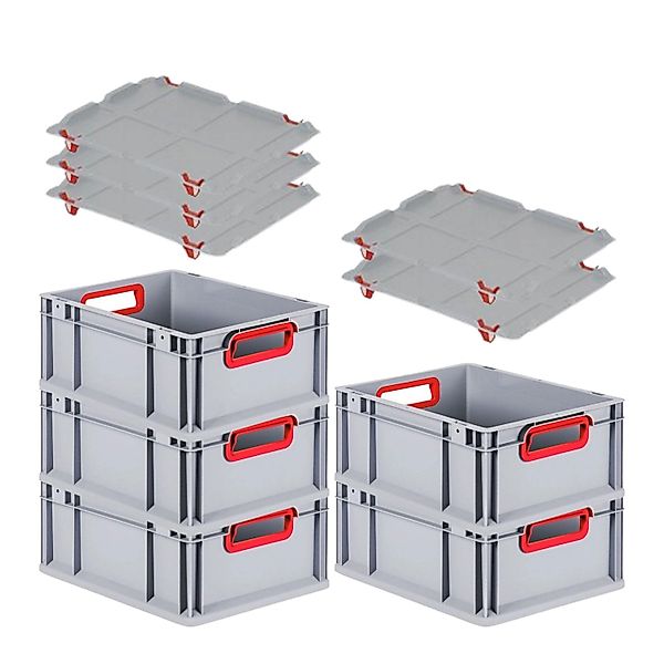 PROREGAL Spar Set 5x Eurobox Nextgen Color Mit Auflagedeckel & Schiebeschna günstig online kaufen