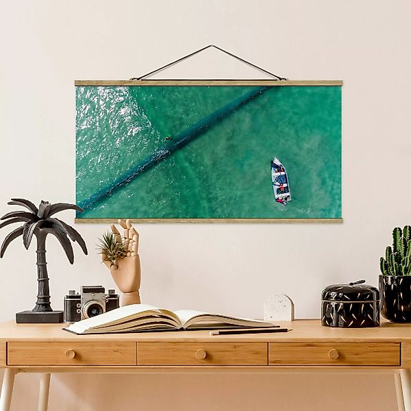 Stoffbild Strand mit Posterleisten - Querformat Luftbild - Fischer günstig online kaufen