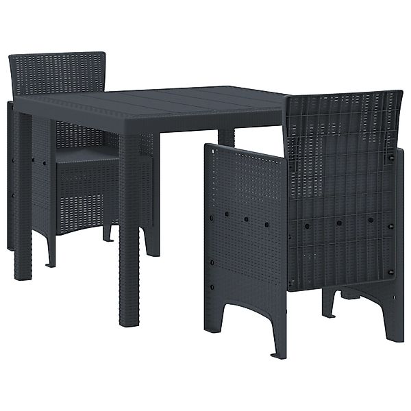 vidaXL 3-tlg Garten-Essgruppe Anthrazit Poly Rattan 3378672 günstig online kaufen