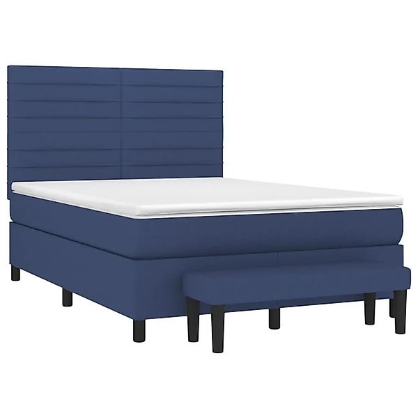 vidaXL Boxspringbett mit Matratze Blau 140x190 cm Stoff 3136675 günstig online kaufen