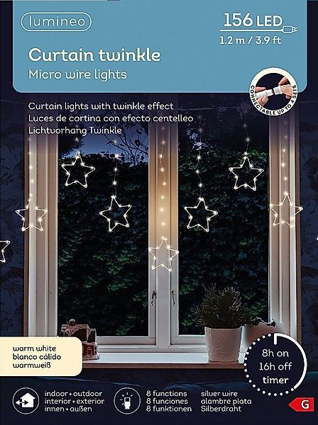 Lumineo Lichtervorhang Lumineo Stern-Lichtervorhang, CURTAIN TWINKLE 156 LE günstig online kaufen