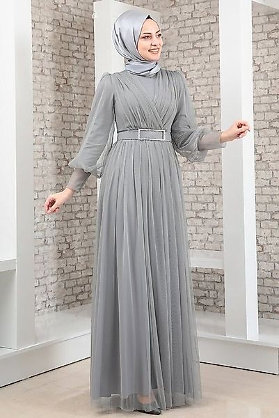 fashionshowcase Maxikleid Maxikleid Damen Kleid aus Tüll - Abiye Abaya - Mo günstig online kaufen