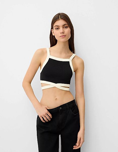 Bershka Top Mit Trägern Cut-Out Und Farblich Abgesetzten Bändern Damen L Sc günstig online kaufen