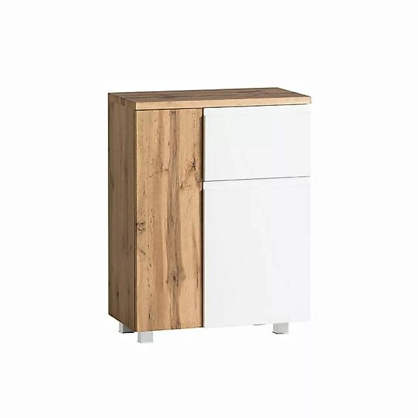 Badezimmer Unterschrank 65cm in Wotan Eiche Nb. mit weiß matt VASTO-03-WHIT günstig online kaufen