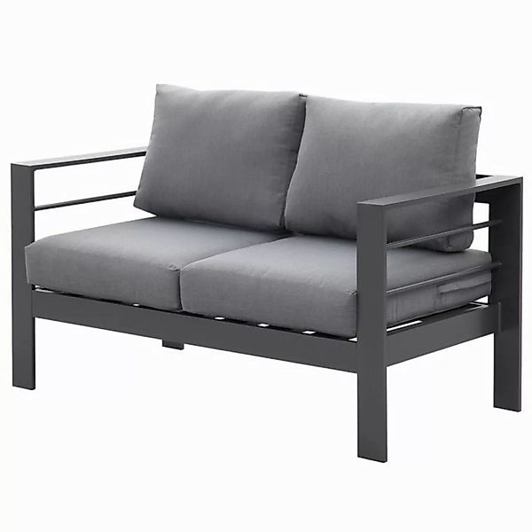 MeXo Loungesofa Terrassenstuhl 2 Sitzer Alu wetterfest 128×65×66cm Luxus Re günstig online kaufen