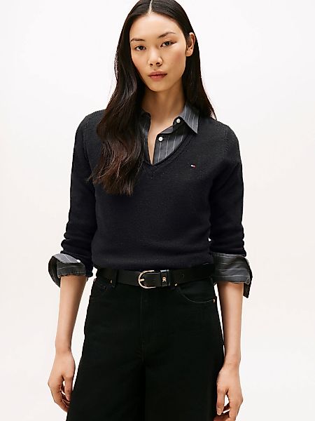 Tommy Hilfiger Strickpullover "SOFT WOOL V-NK SWEATER", aus reiner Wolle günstig online kaufen