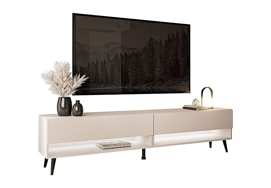 Lookway Lowboard CALANTE 180 cm RTV Schrank auf Beinen und LED-Beleuchtung günstig online kaufen