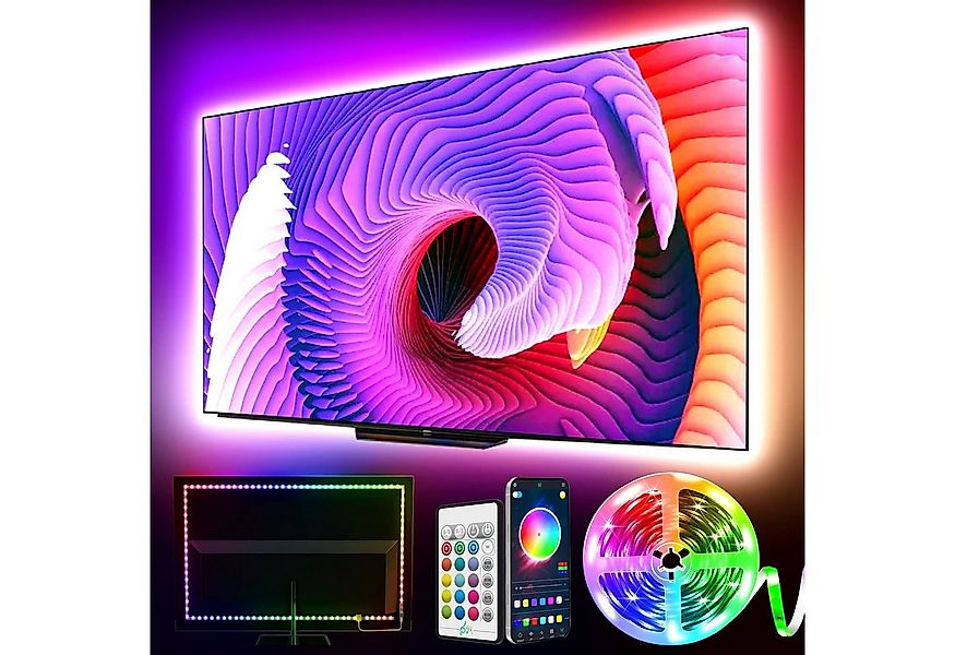 Jibenhome LED Stripe TV LED-Hintergrundbeleuchtung Dimmbar RGB TV-LED-Licht günstig online kaufen
