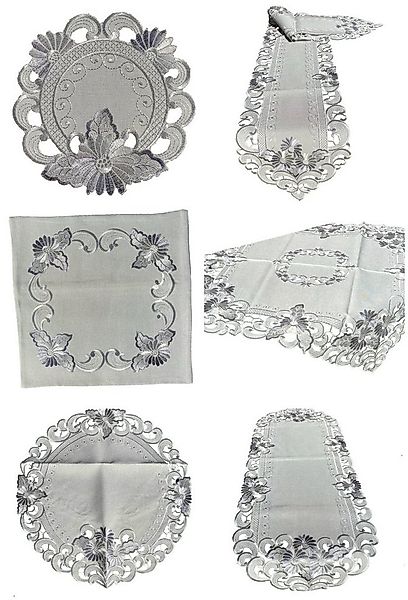 Westernlifestyle Tischdecke Blumen silber / grau Tischläufer Tischdecke günstig online kaufen