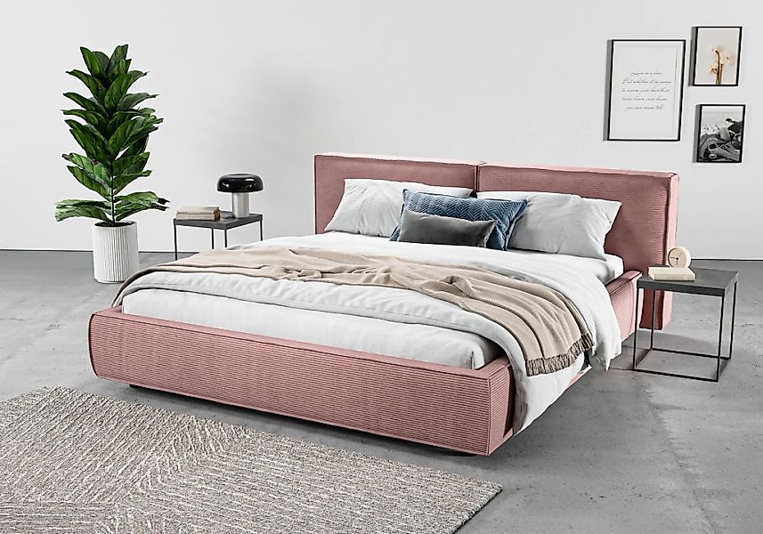 Home affaire Polsterbett "Adrina mit Biesenoptik, Feincord und Luxus-Microf günstig online kaufen