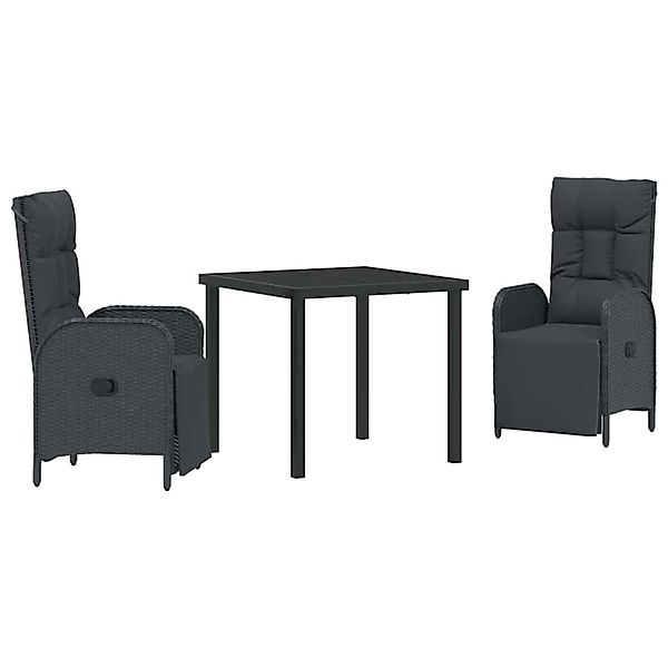 vidaXL Garten Essgruppe mit Kissen 3-Tlg Schwarz Poly Rattan 3380120 günstig online kaufen
