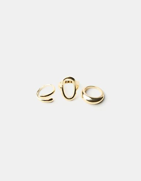 Bershka 3er-Pack Asymmetrische Ringe Damen S Gold günstig online kaufen
