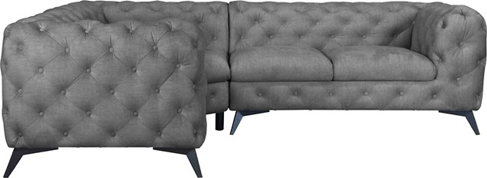 Leonique Chesterfield-Sofa »Ecksofa GLYNIS L-Form mit Wellenunterfederung, günstig online kaufen