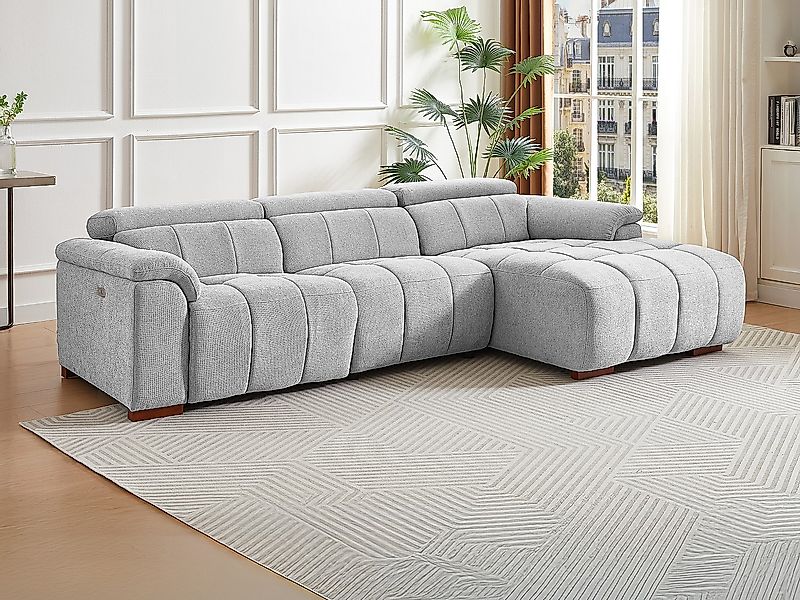Eckrelaxsofa elektrisch - Ecke rechts - Stoff - Hellgrau - MOLPICA günstig online kaufen