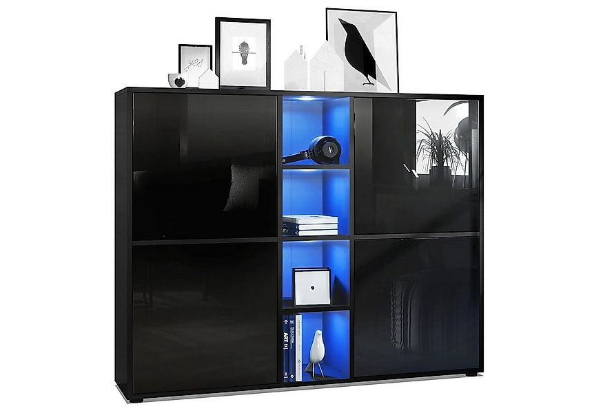 Vladon Highboard Cuba V3 (Highboard, mit 12 Fächern, inkl. RGB LED Beleucht günstig online kaufen