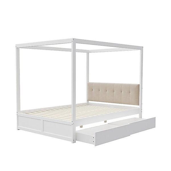 Gotagee Holzbett Himmelbett 140x200cm Schubladen Funktionsbett Doppelbett K günstig online kaufen