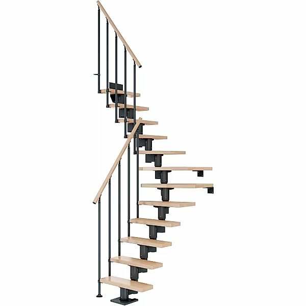 Dolle Mittelholmtreppe Dublin Buche Anthrazit GH bis 337 cm 1/4 Gewendelt 6 günstig online kaufen