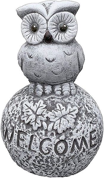 Stone and Style Gartenfigur Steinfigur Eule auf Kugel Welcome günstig online kaufen