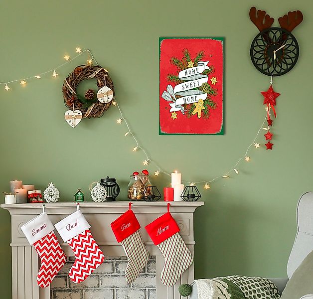 queence Metallbild "Home Sweet Home", Schriftzüge-Schriftzug-Weihnachten, ( günstig online kaufen